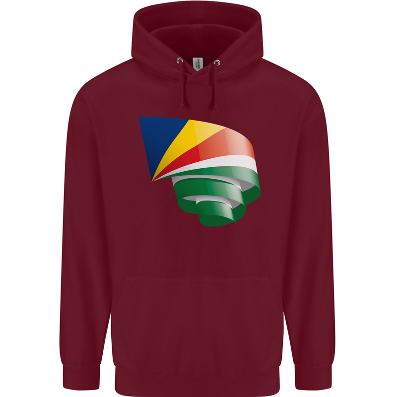 Curled Seychelles Flag Seychellois Day Football Childrens Kids Hoodie Maroon