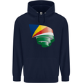 Curled Seychelles Flag Seychellois Day Football Childrens Kids Hoodie Navy Blue
