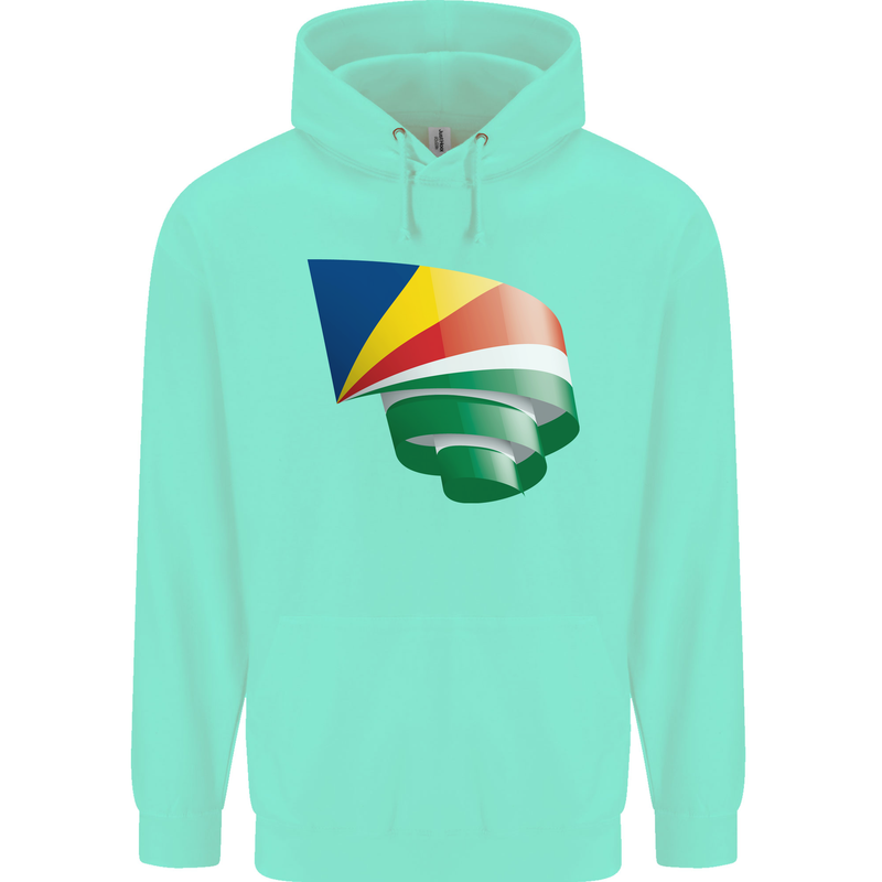 Curled Seychelles Flag Seychellois Day Football Childrens Kids Hoodie Peppermint