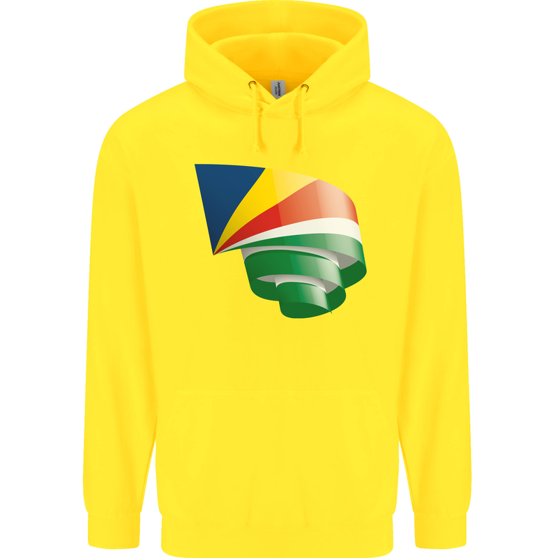 Curled Seychelles Flag Seychellois Day Football Childrens Kids Hoodie Yellow