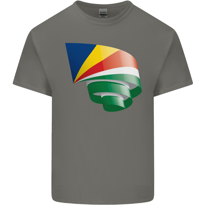 Curled Seychelles Flag Seychellois Day Football Kids T-Shirt Childrens Charcoal