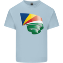 Curled Seychelles Flag Seychellois Day Football Kids T-Shirt Childrens Light Blue