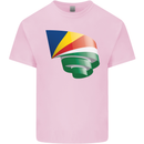 Curled Seychelles Flag Seychellois Day Football Kids T-Shirt Childrens Light Pink