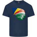 Curled Seychelles Flag Seychellois Day Football Kids T-Shirt Childrens Navy Blue