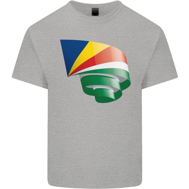 Curled Seychelles Flag Seychellois Day Football Kids T-Shirt Childrens Sports Grey