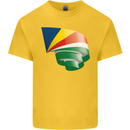 Curled Seychelles Flag Seychellois Day Football Kids T-Shirt Childrens Yellow
