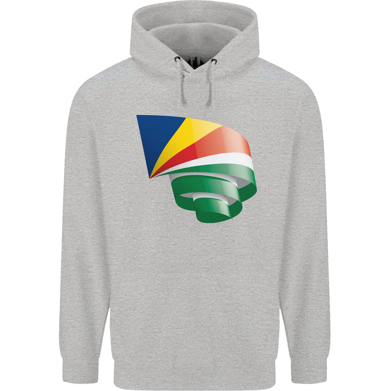 Curled Seychelles Flag Seychellois Day Football Mens 80% Cotton Hoodie Sports Grey