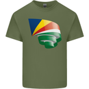 Curled Seychelles Flag Seychellois Day Football Mens Cotton T-Shirt Tee Top Military Green