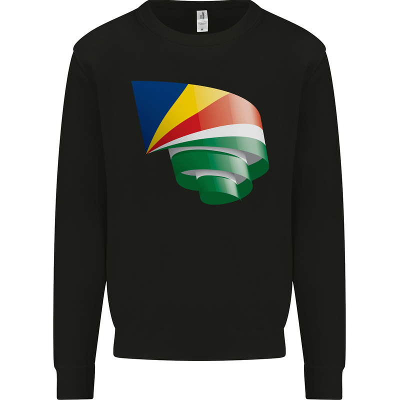 Curled Seychelles Flag Seychellois Day Football Mens Sweatshirt Jumper Black