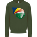 Curled Seychelles Flag Seychellois Day Football Mens Sweatshirt Jumper Forest Green