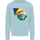 Curled Seychelles Flag Seychellois Day Football Mens Sweatshirt Jumper Light Blue