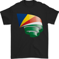 Curled Seychelles Flag Seychellois Day Football Mens T-Shirt 100% Cotton Black