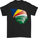 Curled Seychelles Flag Seychellois Day Football Mens T-Shirt 100% Cotton Black