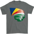 Curled Seychelles Flag Seychellois Day Football Mens T-Shirt 100% Cotton Charcoal