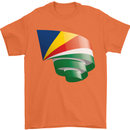 Curled Seychelles Flag Seychellois Day Football Mens T-Shirt 100% Cotton Orange