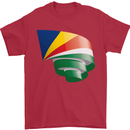 Curled Seychelles Flag Seychellois Day Football Mens T-Shirt 100% Cotton Red