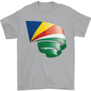 Curled Seychelles Flag Seychellois Day Football Mens T-Shirt 100% Cotton Sports Grey