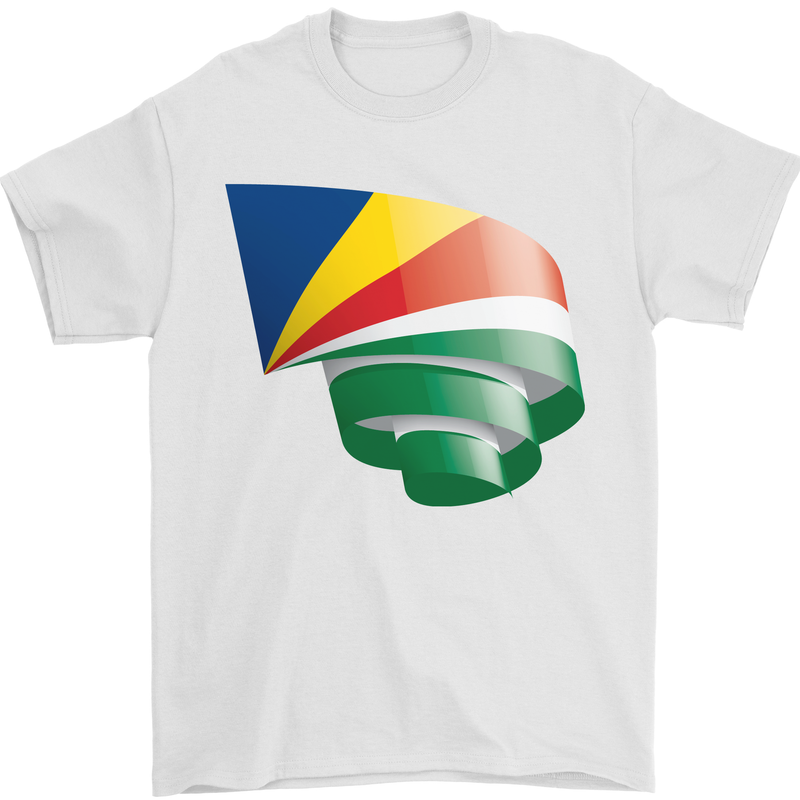 Curled Seychelles Flag Seychellois Day Football Mens T-Shirt 100% Cotton White