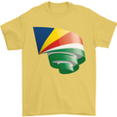 Curled Seychelles Flag Seychellois Day Football Mens T-Shirt 100% Cotton Yellow