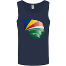 Curled Seychelles Flag Seychellois Day Football Mens Vest Tank Top Navy Blue