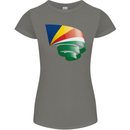 Curled Seychelles Flag Seychellois Day Football Womens Petite Cut T-Shirt Charcoal