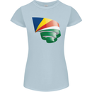 Curled Seychelles Flag Seychellois Day Football Womens Petite Cut T-Shirt Light Blue