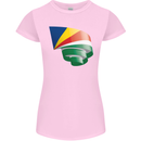 Curled Seychelles Flag Seychellois Day Football Womens Petite Cut T-Shirt Light Pink