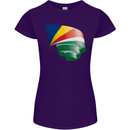 Curled Seychelles Flag Seychellois Day Football Womens Petite Cut T-Shirt Purple