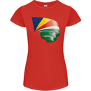 Curled Seychelles Flag Seychellois Day Football Womens Petite Cut T-Shirt Red