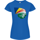 Curled Seychelles Flag Seychellois Day Football Womens Petite Cut T-Shirt Royal Blue