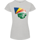 Curled Seychelles Flag Seychellois Day Football Womens Petite Cut T-Shirt Sports Grey