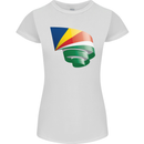 Curled Seychelles Flag Seychellois Day Football Womens Petite Cut T-Shirt White
