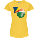Curled Seychelles Flag Seychellois Day Football Womens Petite Cut T-Shirt Yellow