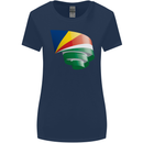 Curled Seychelles Flag Seychellois Day Football Womens Wider Cut T-Shirt Navy Blue
