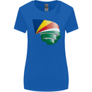 Curled Seychelles Flag Seychellois Day Football Womens Wider Cut T-Shirt Royal Blue