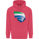 Curled Sierra Leone Flag Leonian Day Football Childrens Kids Hoodie Heliconia