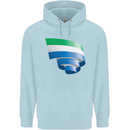 Curled Sierra Leone Flag Leonian Day Football Childrens Kids Hoodie Light Blue