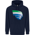 Curled Sierra Leone Flag Leonian Day Football Childrens Kids Hoodie Navy Blue