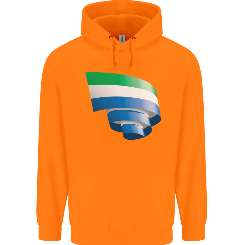 Curled Sierra Leone Flag Leonian Day Football Childrens Kids Hoodie Orange