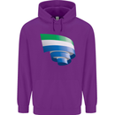 Curled Sierra Leone Flag Leonian Day Football Childrens Kids Hoodie Purple