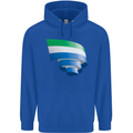 Curled Sierra Leone Flag Leonian Day Football Childrens Kids Hoodie Royal Blue