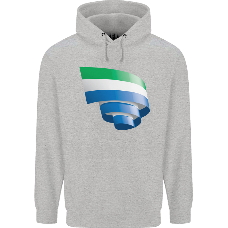 Curled Sierra Leone Flag Leonian Day Football Childrens Kids Hoodie Sports Grey
