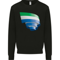 Curled Sierra Leone Flag Leonian Day Football Kids Sweatshirt Jumper Black