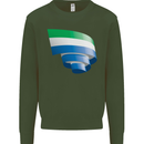 Curled Sierra Leone Flag Leonian Day Football Kids Sweatshirt Jumper Forest Green