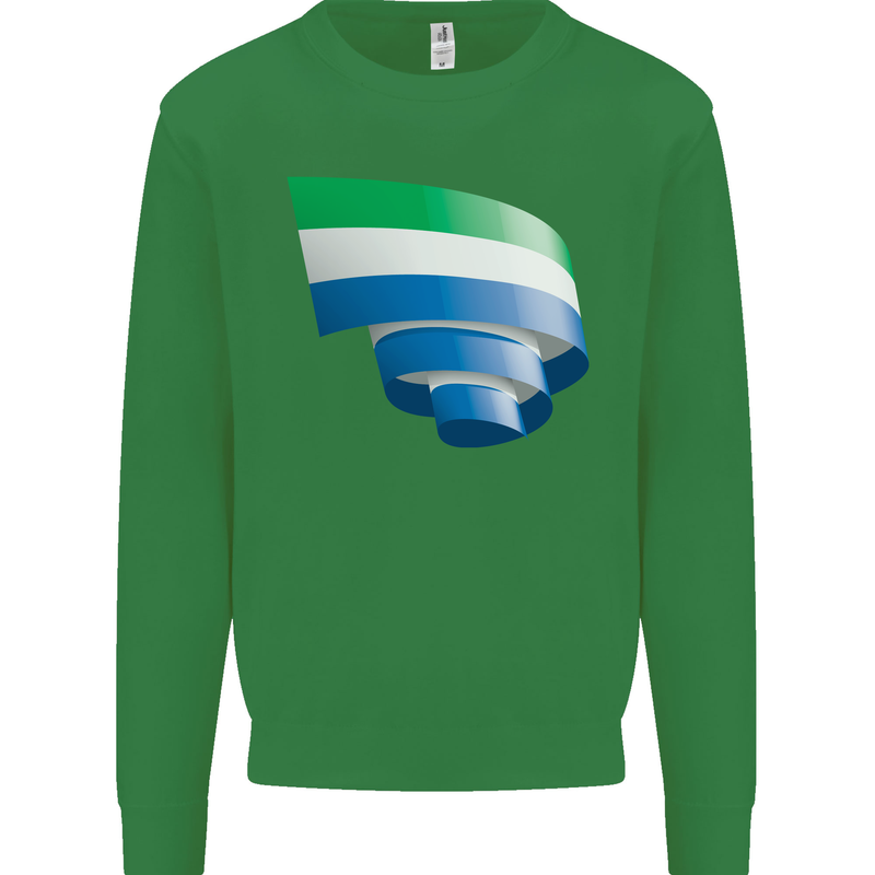 Curled Sierra Leone Flag Leonian Day Football Kids Sweatshirt Jumper Irish Green