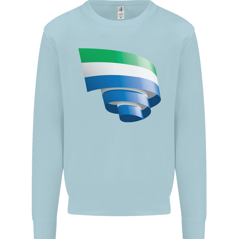 Curled Sierra Leone Flag Leonian Day Football Kids Sweatshirt Jumper Light Blue