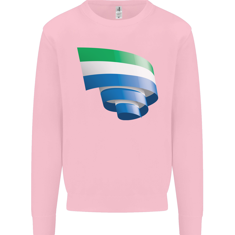 Curled Sierra Leone Flag Leonian Day Football Kids Sweatshirt Jumper Light Pink
