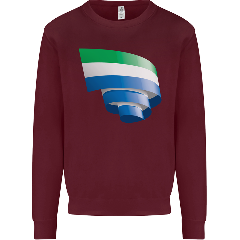 Curled Sierra Leone Flag Leonian Day Football Kids Sweatshirt Jumper Maroon
