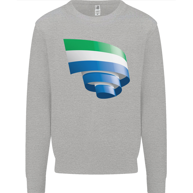 Curled Sierra Leone Flag Leonian Day Football Kids Sweatshirt Jumper Sports Grey
