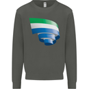 Curled Sierra Leone Flag Leonian Day Football Kids Sweatshirt Jumper Storm Grey